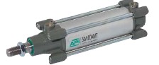 Vérin pneumatique ISO 15552 type AMT tube rond et tirants Ø 50 mm, course 200 mm prévu pour la détection magnétique, avec amortissement avant & arrière, tige C 45 chromé, Tube aluminium, Joints piston et joints tige en polyuréthane, autres Joints NBR
