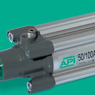 Vérin pneumatique ISO 15552 type AMA Ø 100 mm, course 50 mm prévu pour la détection magnétique, avec amortissement avant & arrière, tige C 45 chromé, Tube aluminium, Joints piston et joints tige en polyuréthane, autres Joints NBR